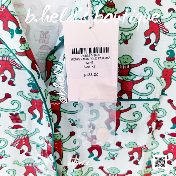 Roller Rabbit Monkey Mas Polo Pajamas in Mint Green Size XS Brand New NWT - Picture 5 of 16